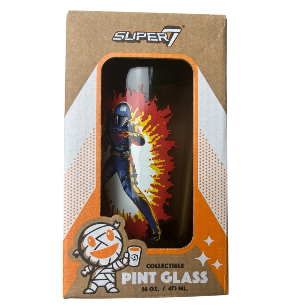 Cobra Commander GI Joe Super7 Pint Glass 16 oz White Blue